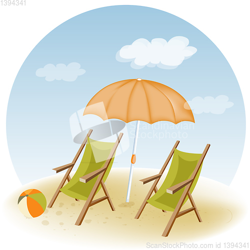 Image of Beach scene. Summer holiday poster