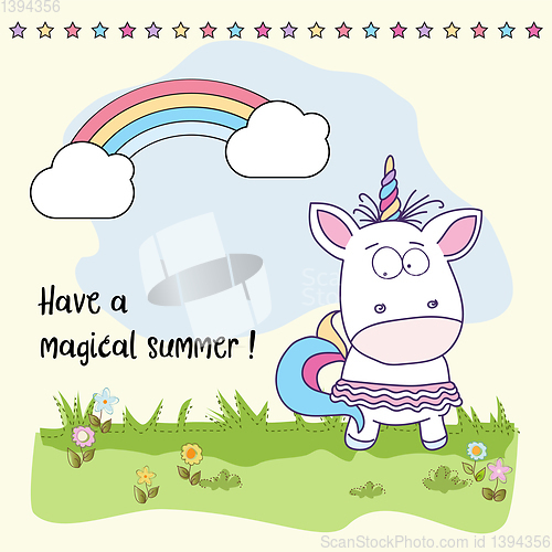 Image of Have a magical summer. Cool poster with unicorn girl