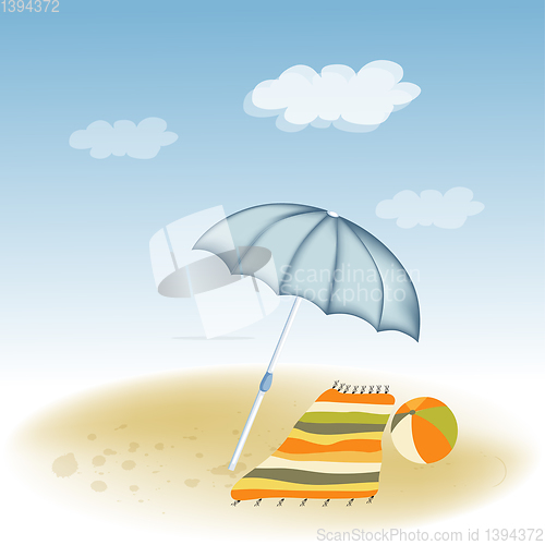 Image of Beach scene. Summer holiday poster
