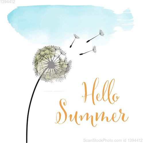 Image of Hello summer. Watercolor banner with flowers