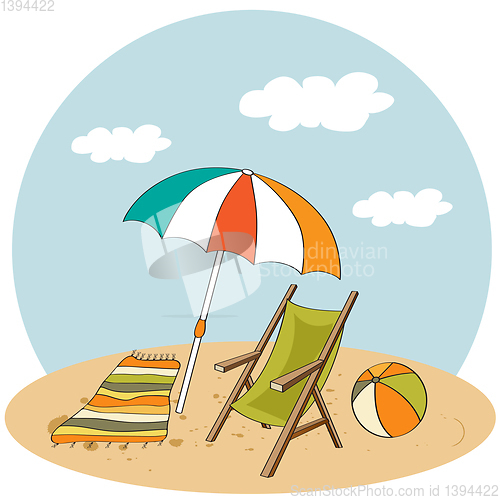 Image of Beach scene. Summer holiday poster