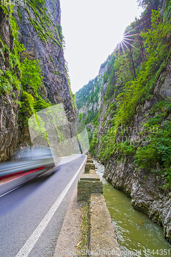 Image of Speeding car on canyon road