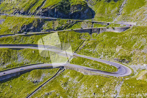 Image of Beautiful road of Transfagarasan in green mountain