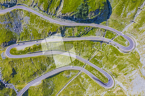 Image of Winding road viewed from above