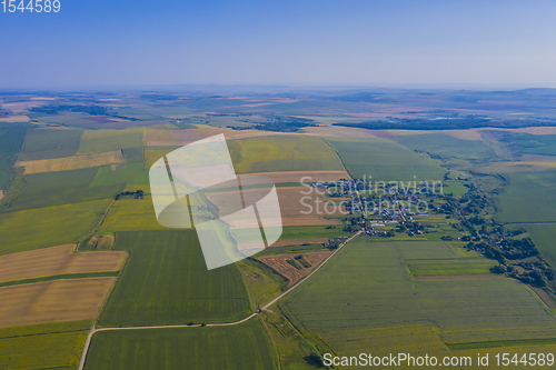 Image of Summer aerial scene in rural landscape