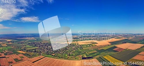 Image of Summer panorama aerial view of fields