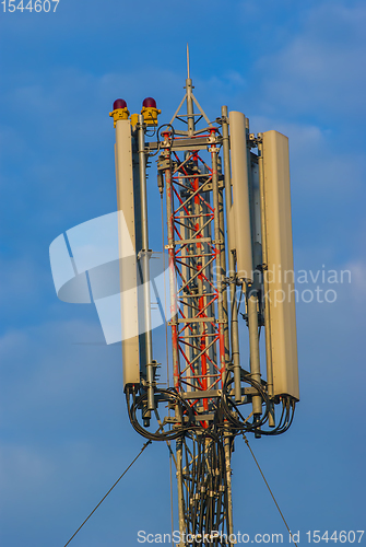 Image of Telecommunication tower against blue sky