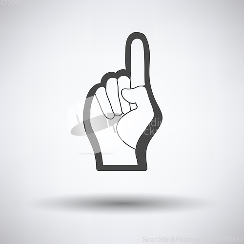 Image of Fan foam hand with number one gesture icon