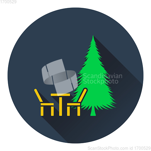 Image of Icon of park seat and pine tree 