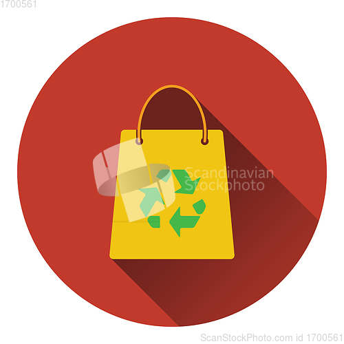 Image of Shopping bag with recycle sign icon