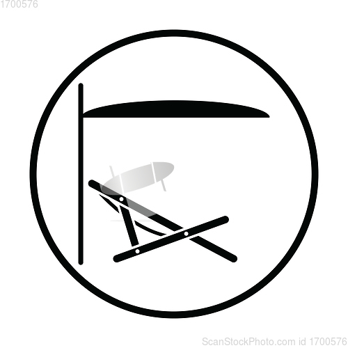 Image of Sea beach recliner with umbrella icon