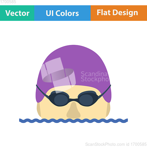 Image of Flat design icon of Swimming man