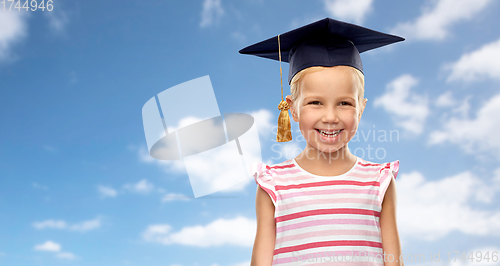 Image of happy girl in bachelor hat or mortarboard