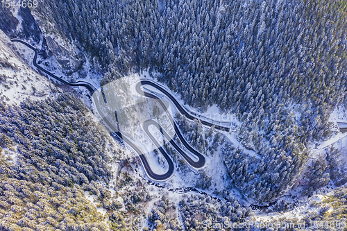 Image of Winter curvy road in Romania