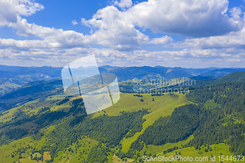 Image of Aerial summer scene in mountains