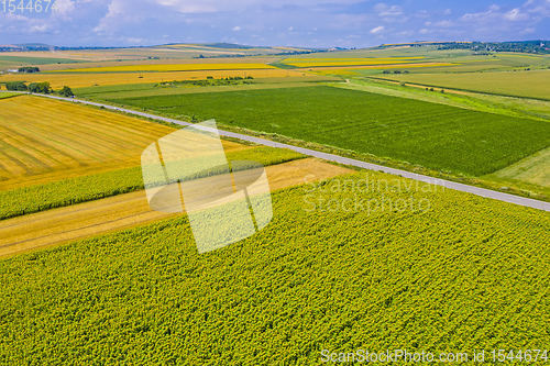 Image of Aerial summer fields and road