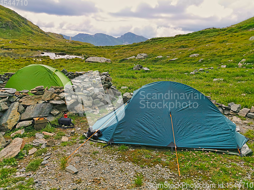 Image of Altitude tents and stone shield