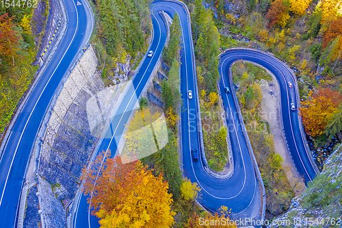 Image of Autumn serpentine road in mountains