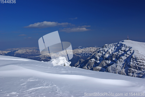 Image of Mountain rock summit in winter