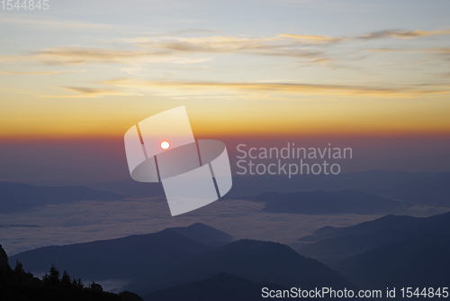 Image of Sunrise landscape in the mountains