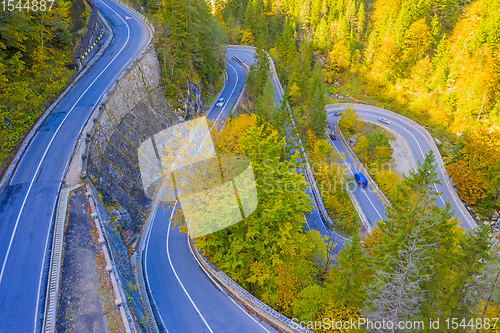 Image of Serpentine mountain road in autumn