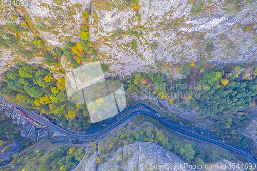 Image of Narrow mountain gorges seen from above