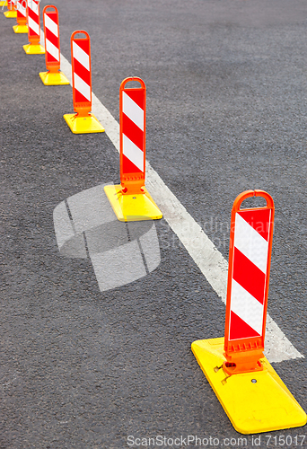 Image of Traffic safety. Traffic markings on a gray asphalt