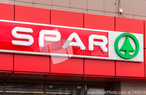 Image of Logo of the supermarket SPAR is an international retail chain an