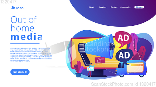 Image of Outdoor advertising design concept landing page.