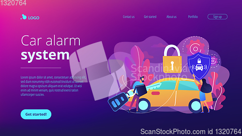 Image of Car alarm system concept landing page.