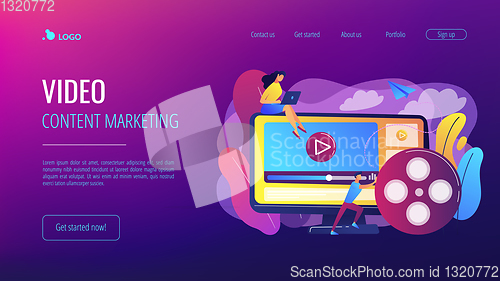 Image of Video content marketing concept landing page.