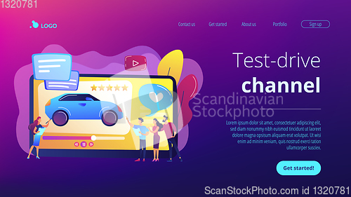 Image of Car review video concept landing page.