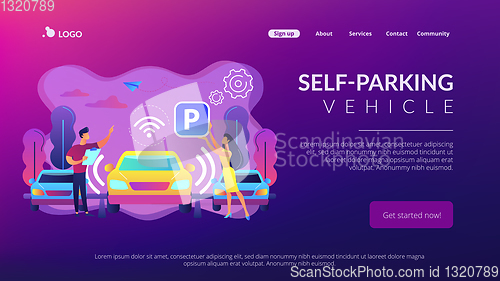 Image of Self-parking car system concept landing page.