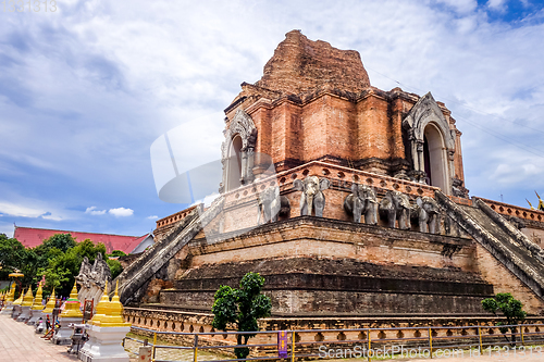Image of Wat Chedi Luang temple big Stupa, Chiang Mai, Thailand