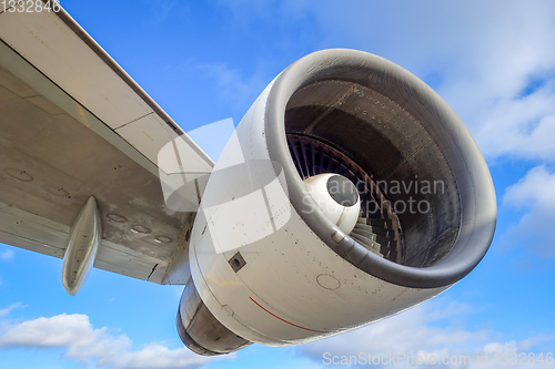 Image of Airplane engine and wing