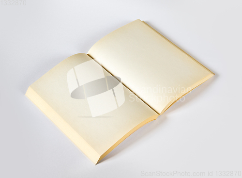 Image of Old open blank book isolated on grey