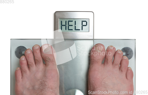 Image of Man\'s feet on weight scale - Help