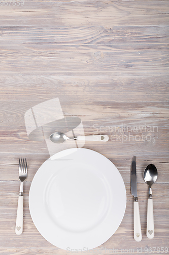 Image of empty plate with knife and fork