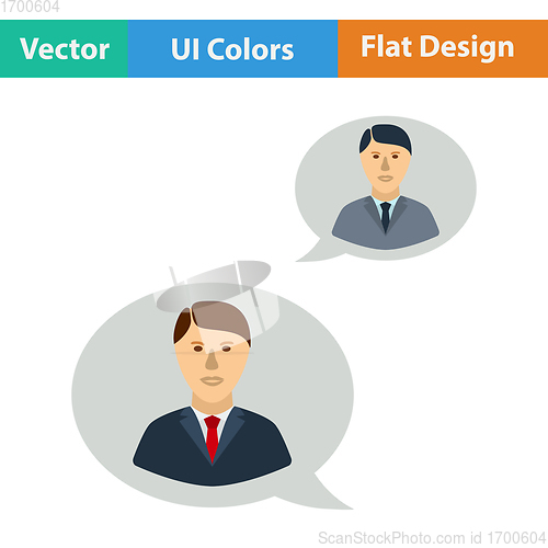 Image of Flat design icon of Chating businessmen