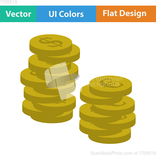 Image of Flat design icon of Stack of coins