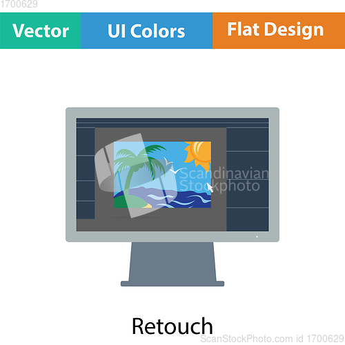 Image of Icon of photo editor on monitor screen