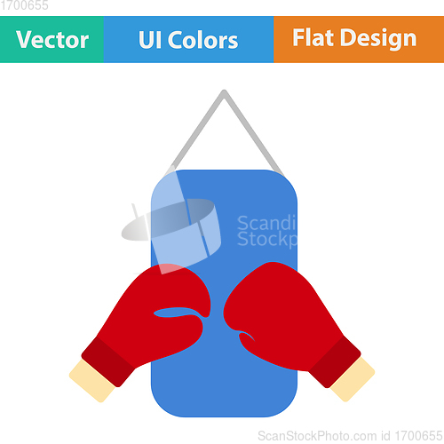 Image of Flat design icon of Boxing pear and gloves 