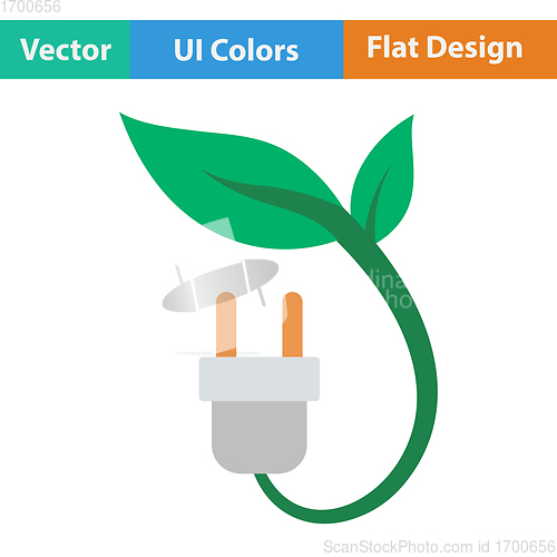 Image of Electric plug with leaves icon.
