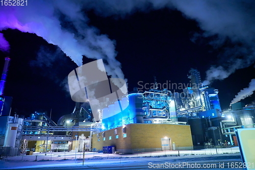 Image of Factory at Night Air Pollution From Industrial Smoke