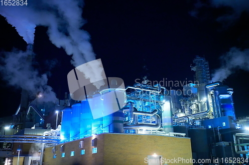 Image of Factory at Night Air Pollution From Industrial Smoke