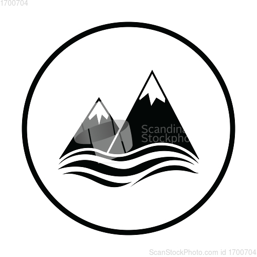 Image of Snow peaks cliff on sea icon