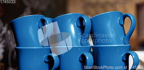 Image of stacked cups in classic blue color of year 2020