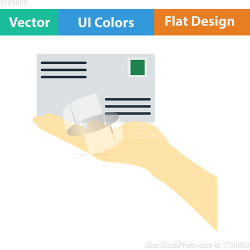 Image of Flat design icon of Hand holding letter