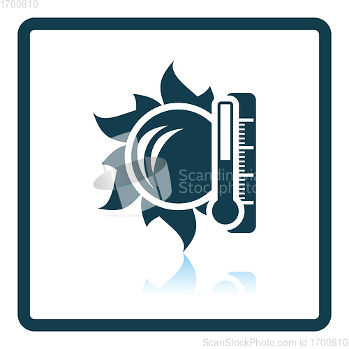 Image of Sun and thermometer with high temperature icon