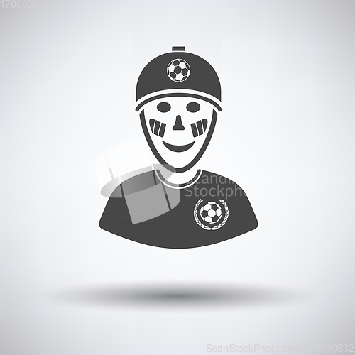 Image of Football fan with painted face by italian flags icon